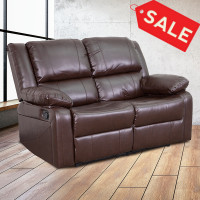 Flash Furniture BT-70597-LS-BN-GG Harmony Series Brown Leather Loveseat with Two Built-In Recliners 